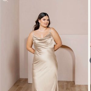 Revelry Skye Satin Dress in Champagne